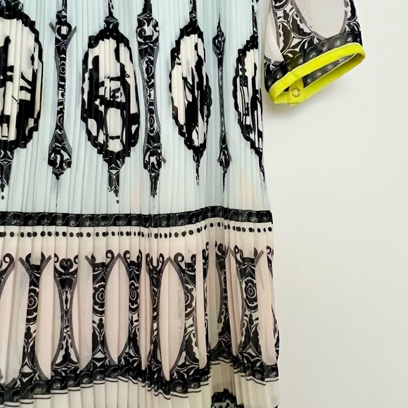 TED BAKER Tea for Two Cameo Silhouette Print Pleat Skirt Dress - Size 3 - Picture 7 of 9
